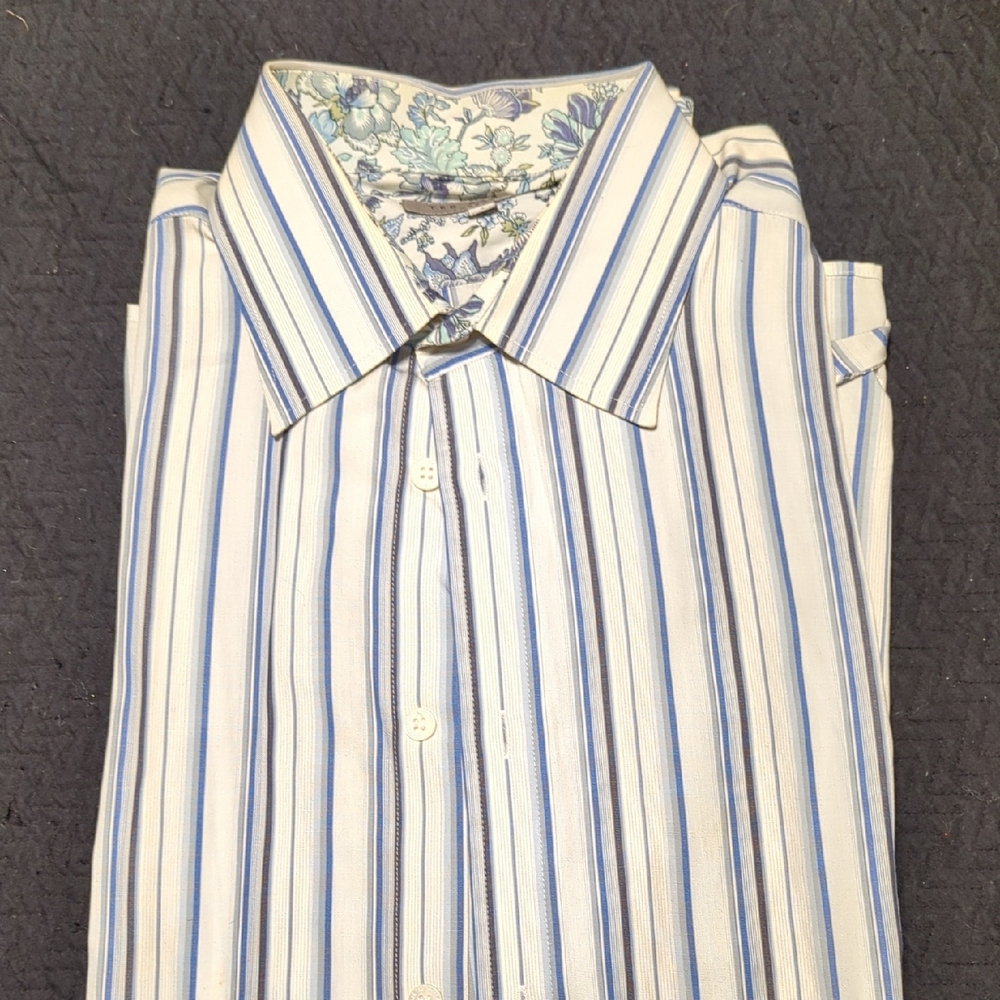 Ted Baker London Blue and White Striped Casual Shirt